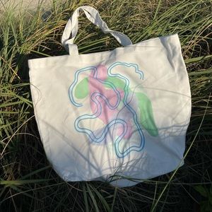 Handmade abstract printed tote bag